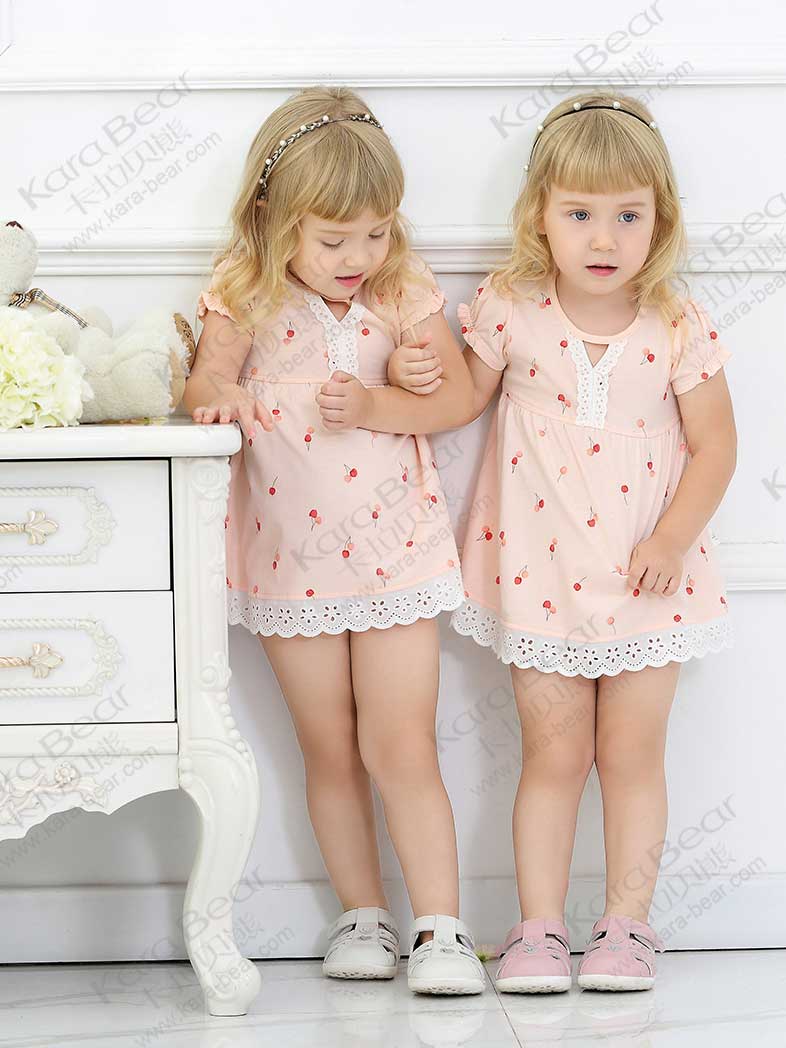 2018款樱桃密语系列32支单面布短袖女童夏季裙子2218G190116